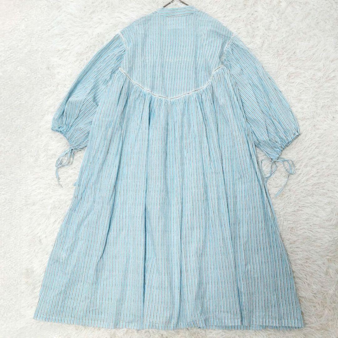 極美品❉ emily levine コットンストライプワンピース バンドカラー