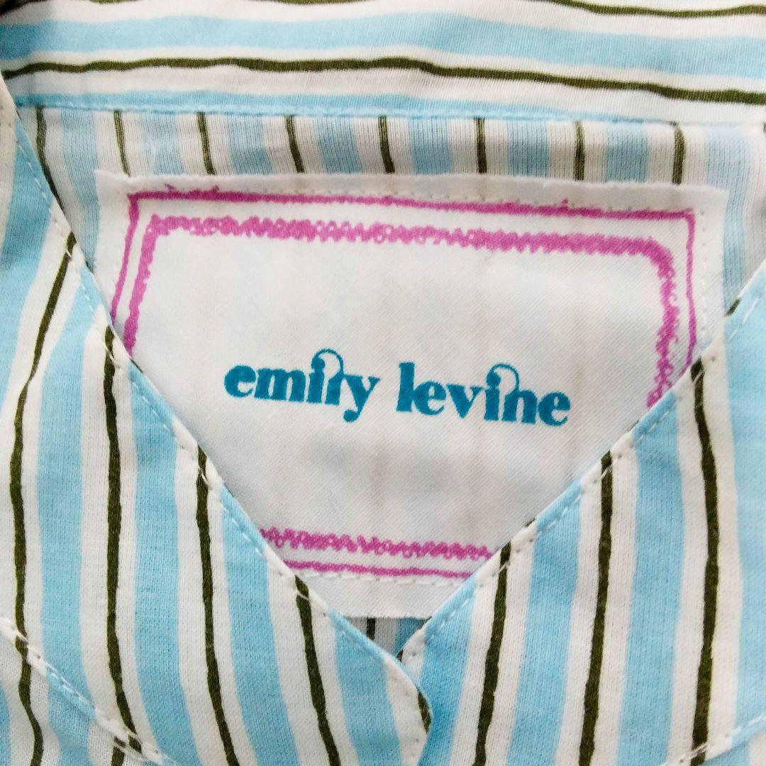 極美品❉ emily levine コットンストライプワンピース バンドカラー