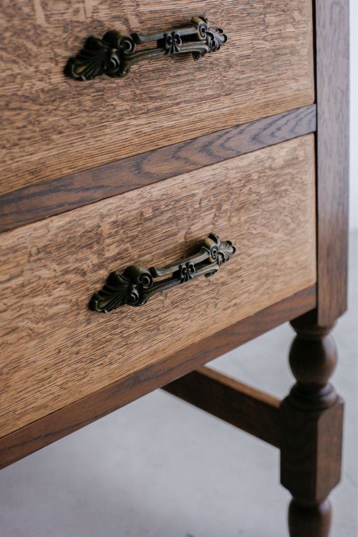 片袖机　アンティーク　デスク　テーブル　無垢材　タモ材　白木　古家具　古道具