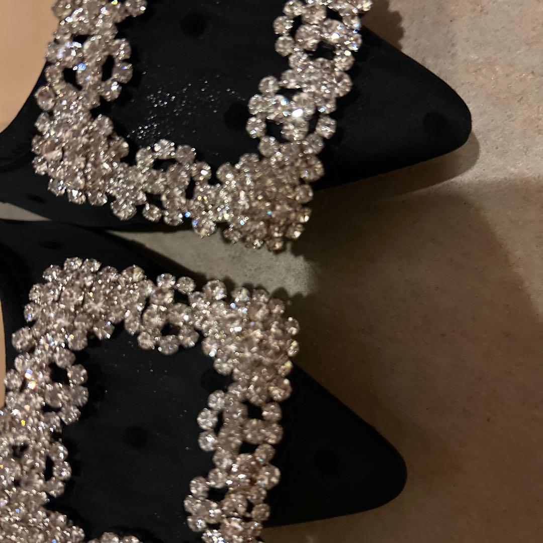 美品　OHGA TULLE DOT BIJOU PUMPS 23.5