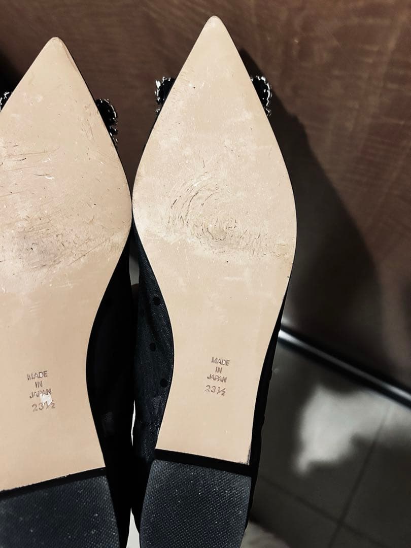 美品　OHGA TULLE DOT BIJOU PUMPS 23.5