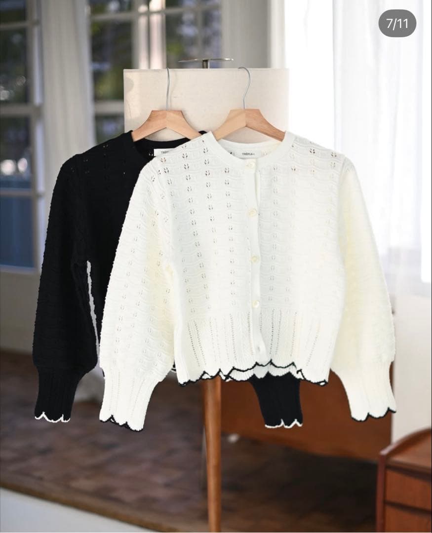 未使用品Trefleplusクロシェ編カーディガン