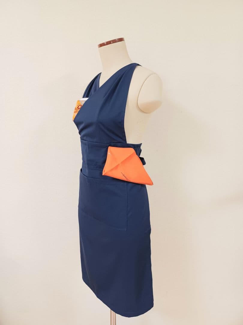 【オーダー】茶道　稽古着エプロン　ネイビー