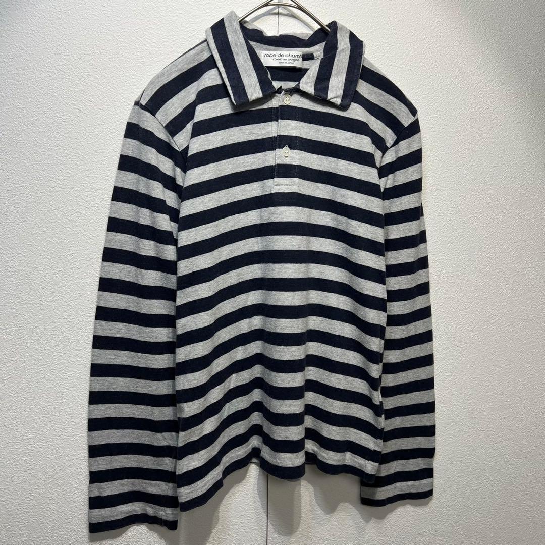希少 02年製 ローブドシャンブル コムデギャルソン 上質 ボーダー ポロシャツ