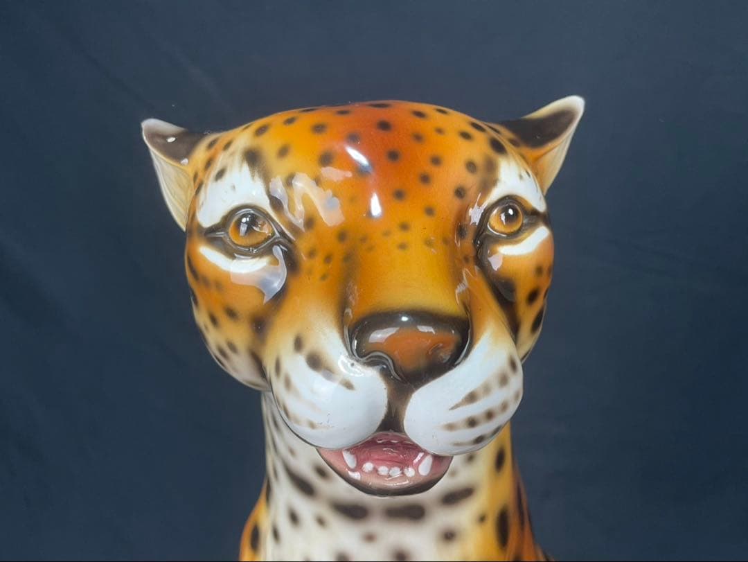 大迫力 特大 チーター 置物 オブジェ 陶器製 高約75㎝ ITALY イタリア
