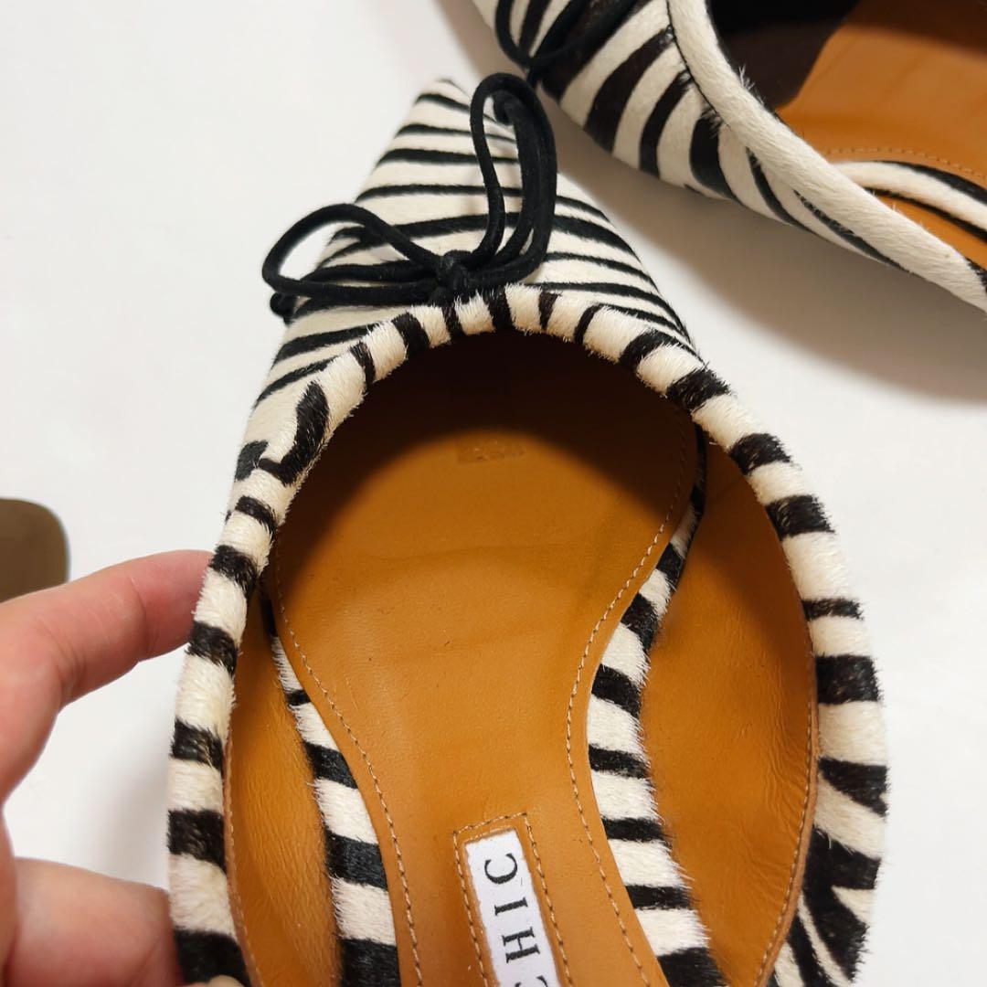 PIPPICHIC Remy リボンミュール スリッパ ゼブラハラコ サイズ38