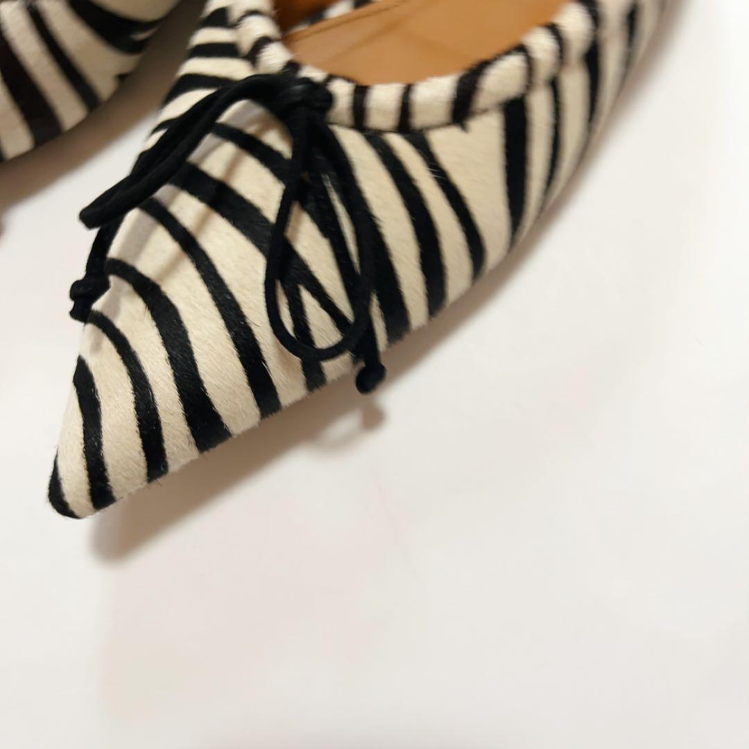 PIPPICHIC Remy リボンミュール スリッパ ゼブラハラコ サイズ38