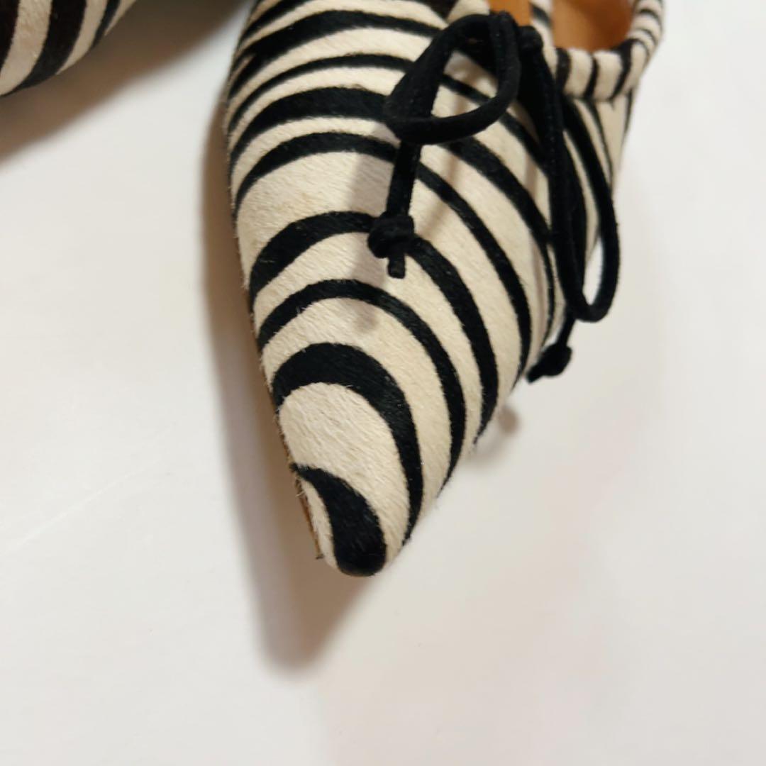 PIPPICHIC Remy リボンミュール スリッパ ゼブラハラコ サイズ38