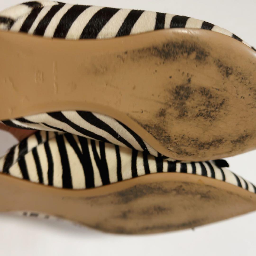 PIPPICHIC Remy リボンミュール スリッパ ゼブラハラコ サイズ38