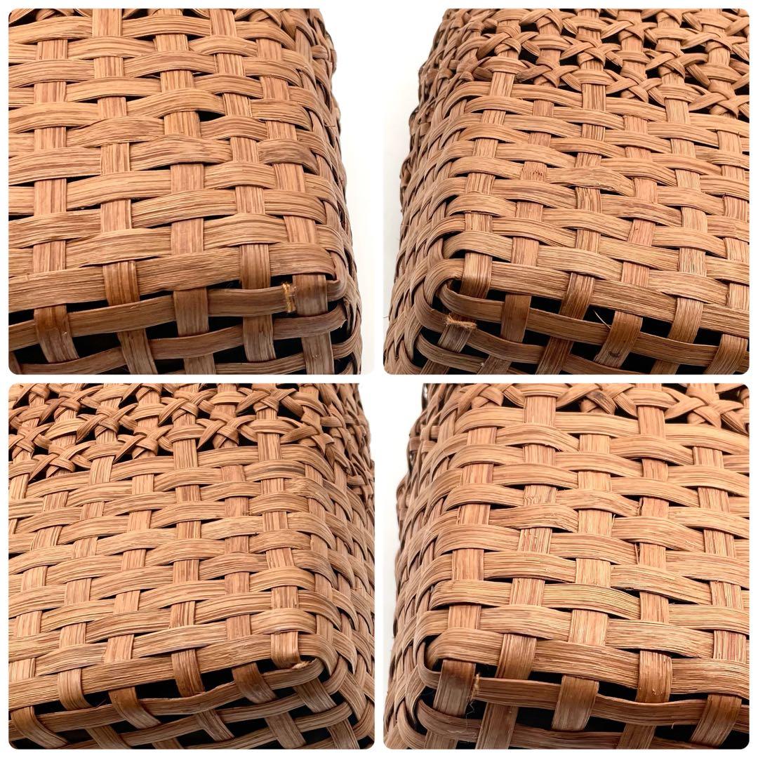 極美品✨山葡萄 かごバッグ 網代+吉祥編み チャーム付き 内布あり