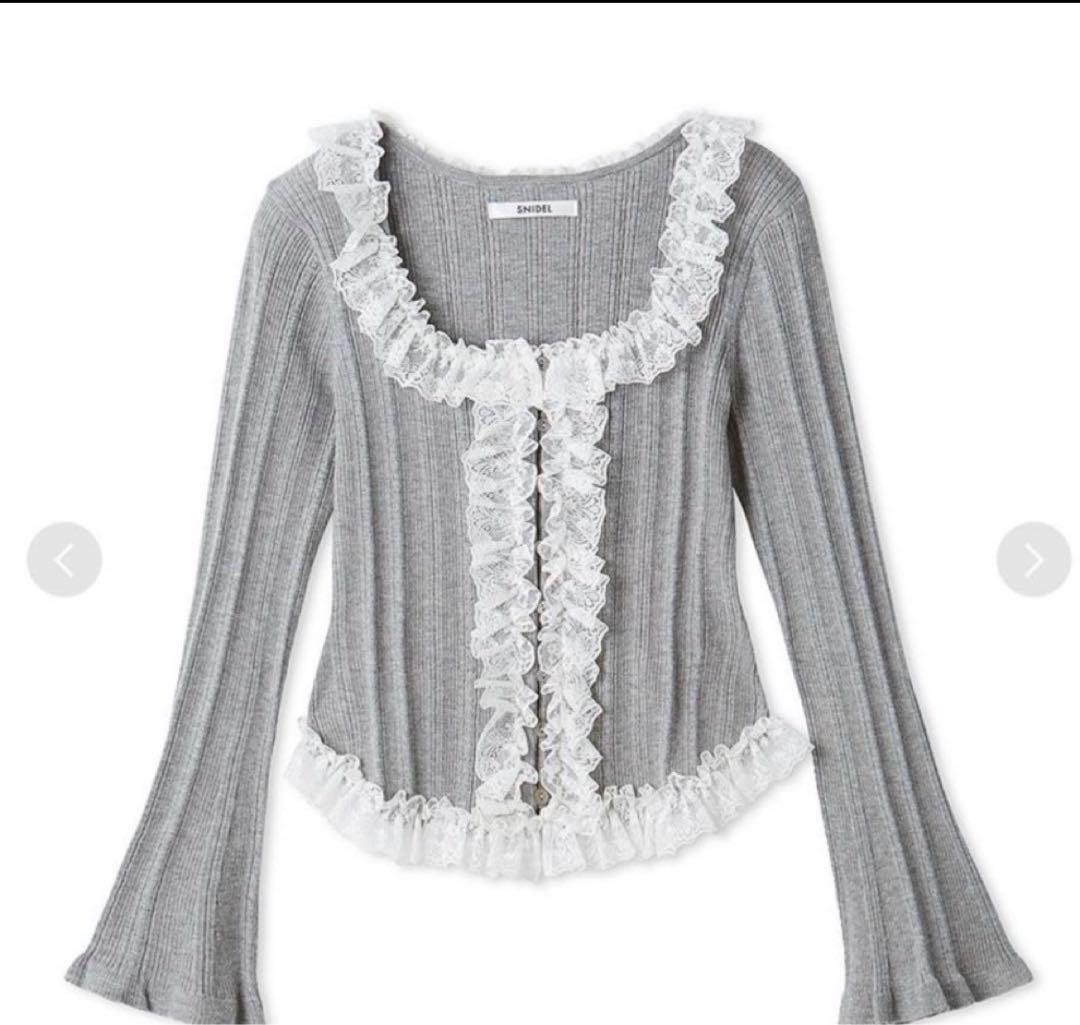snidel フリルニットプルオーバー　グレー