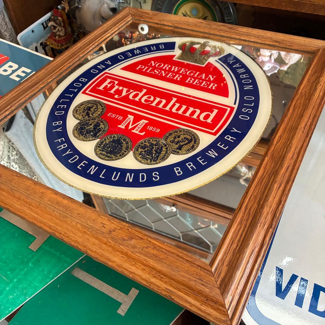 Frydenlundアメリカアンティーク　鏡パブミラー北欧ノルウェー酒USA看板