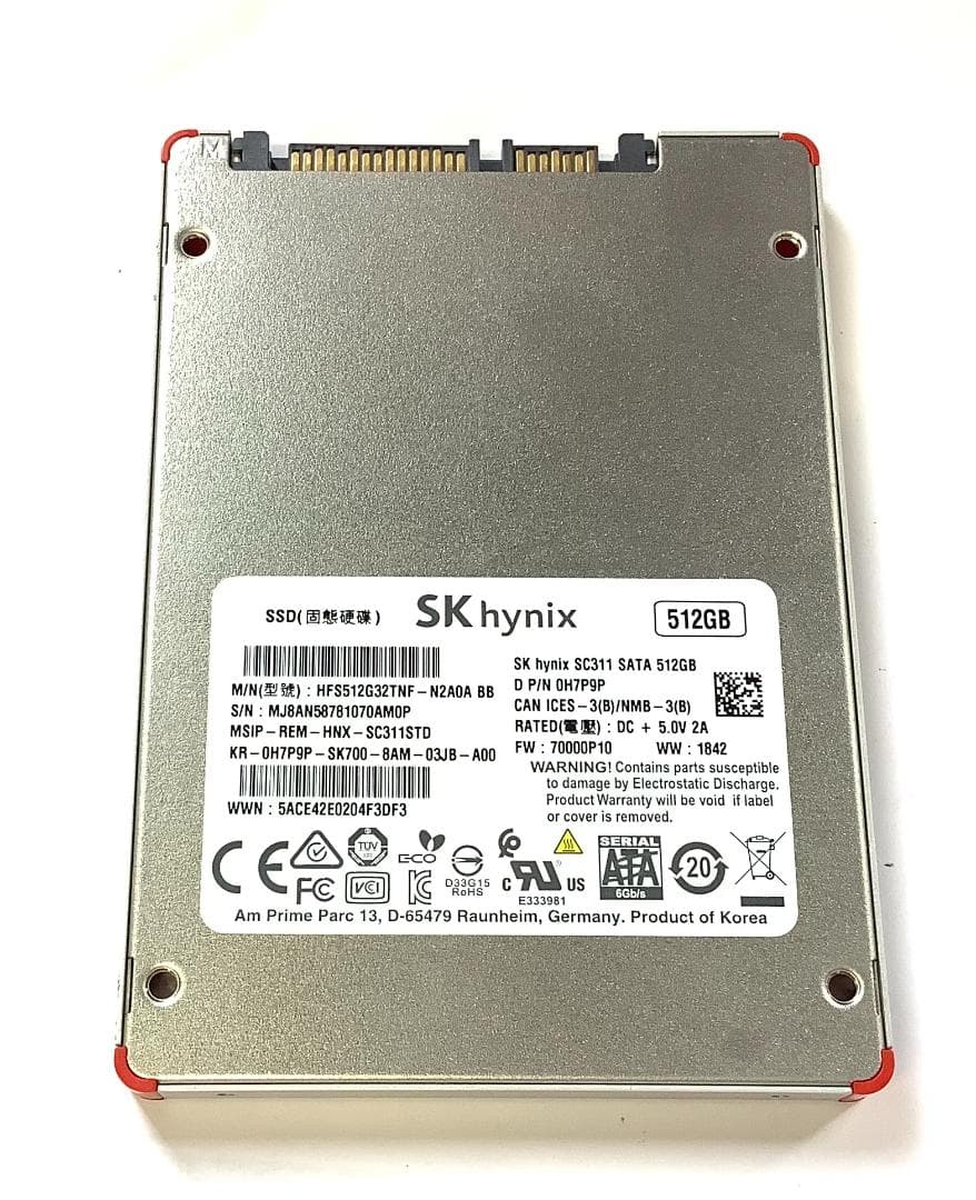 ②-WA507 SKhynix SATA 512GB SSD 2.5 1点