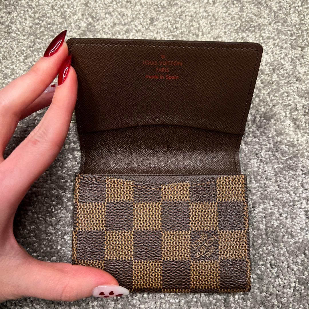 ダミエパターン レザー名刺入れ