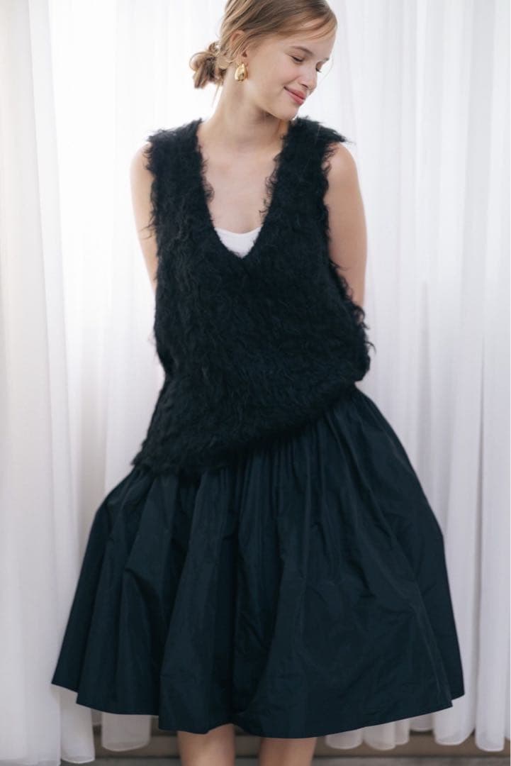 pois⟡.新品⟡.完売whip gather skirt black