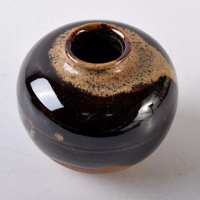 Gojyo 京焼　清水焼　桶谷定一作　文琳茶入　仕覆付　共箱　V　8205