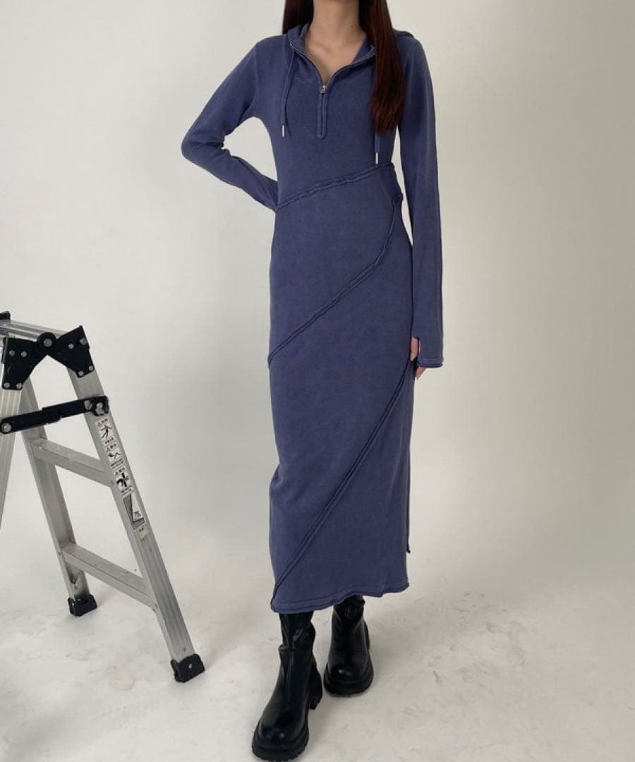 ROGER AND RAWハーフジップニットロングワンピース