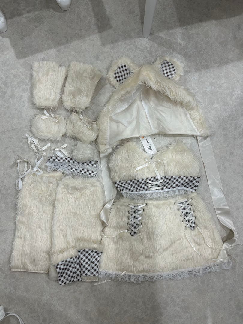 【Malymoon】テディベアギンガムファーセットアップ ハロウィンコスプレ