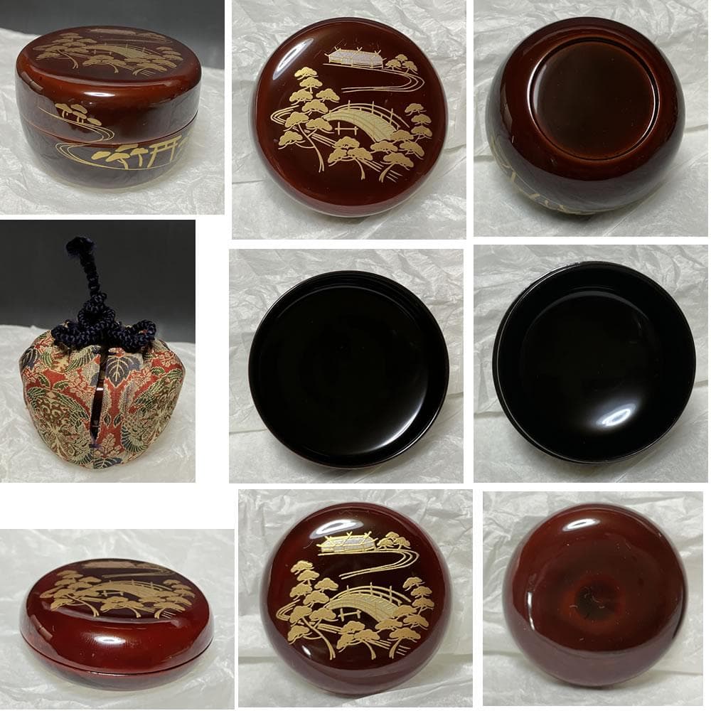 春慶塗 利休茶箱 野点 茶箱 抹茶碗 杉田祥平 振出 巾筒 棗 【k3374】