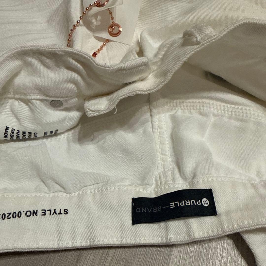 PURPLE BRAND ウォッシュド ペイント ダメージデニム イン ホワイト