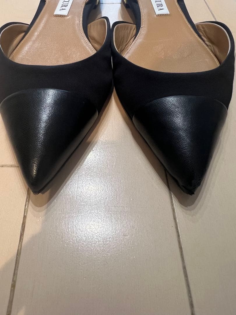 AQUAZZURA ブラックレザー ミュール