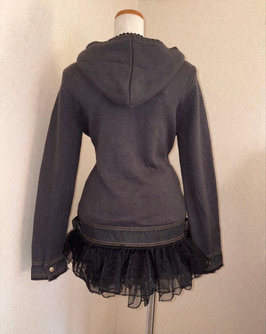 レア⭐︎平成ギャルarchiveニットデニムドッキングパーカー　フルボタンy2k