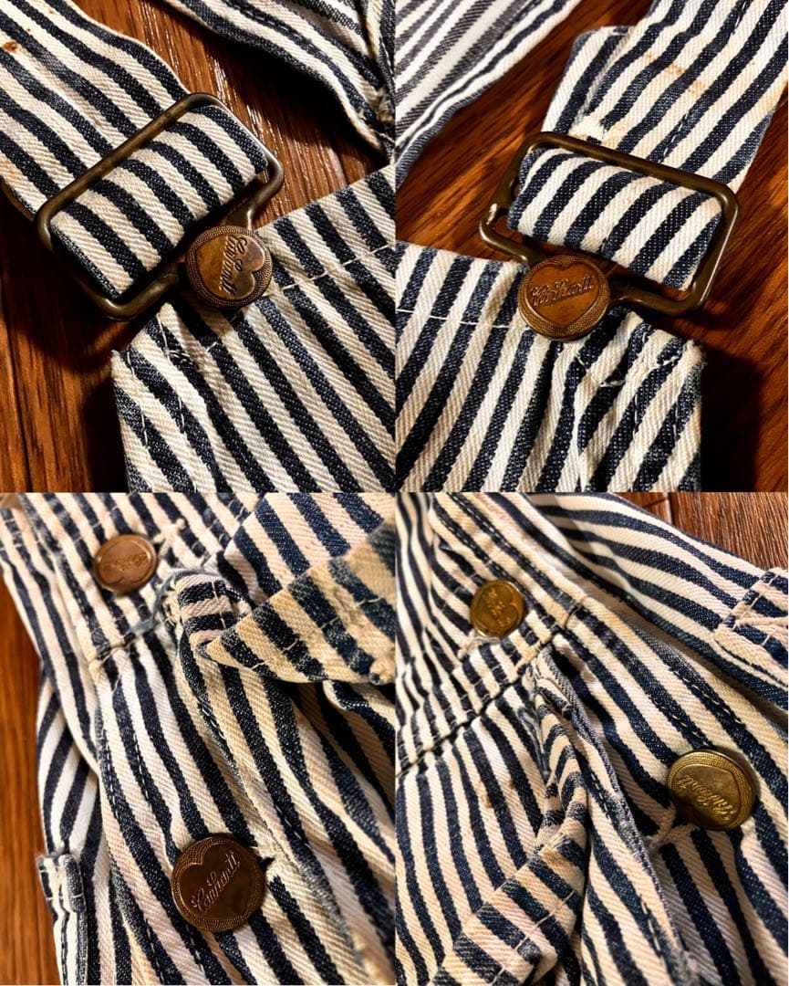 40s カーハート ハートタグ ヒッコリーオーバーオール エプロン付 34インチ