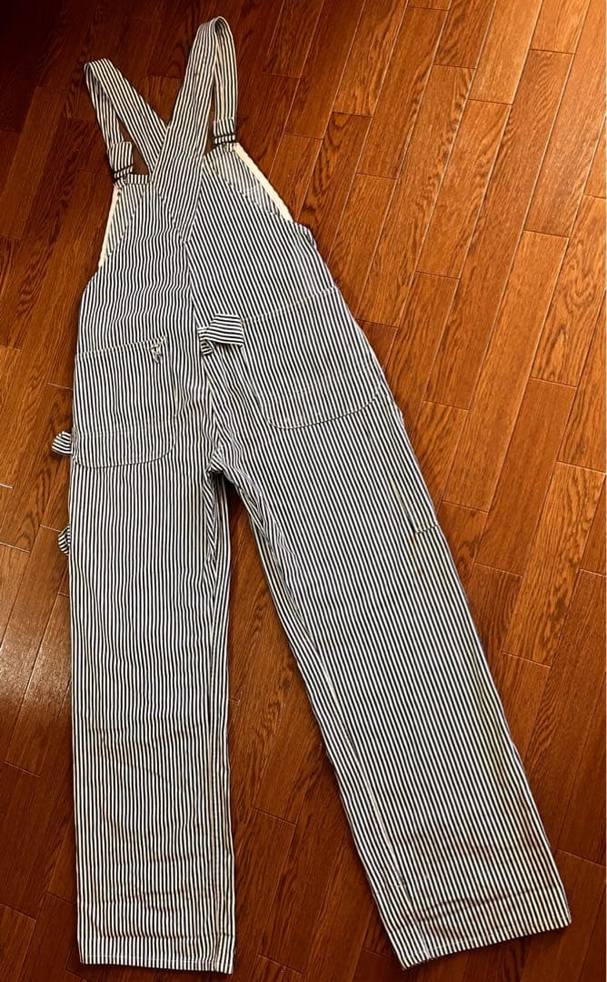 40s カーハート ハートタグ ヒッコリーオーバーオール エプロン付 34インチ