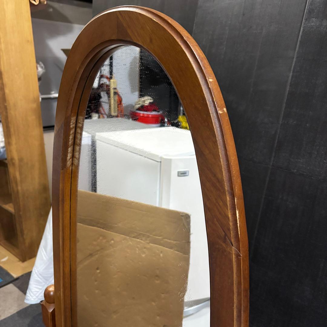 アンティーク 木製オーバルスタンドミラー レトロ