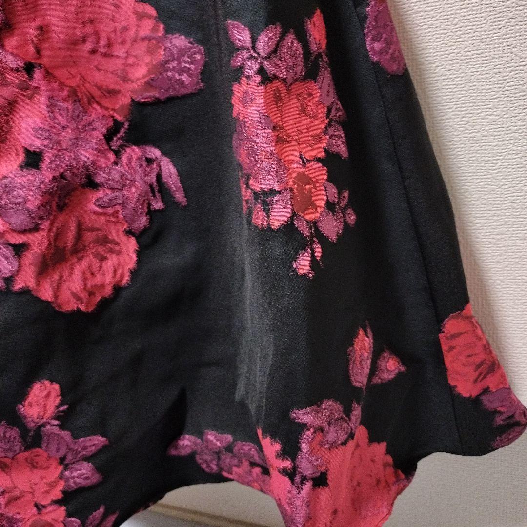 ジュネビビアン 花柄マーメイドドレス 薔薇 スパンコール アシンメトリー M 黒