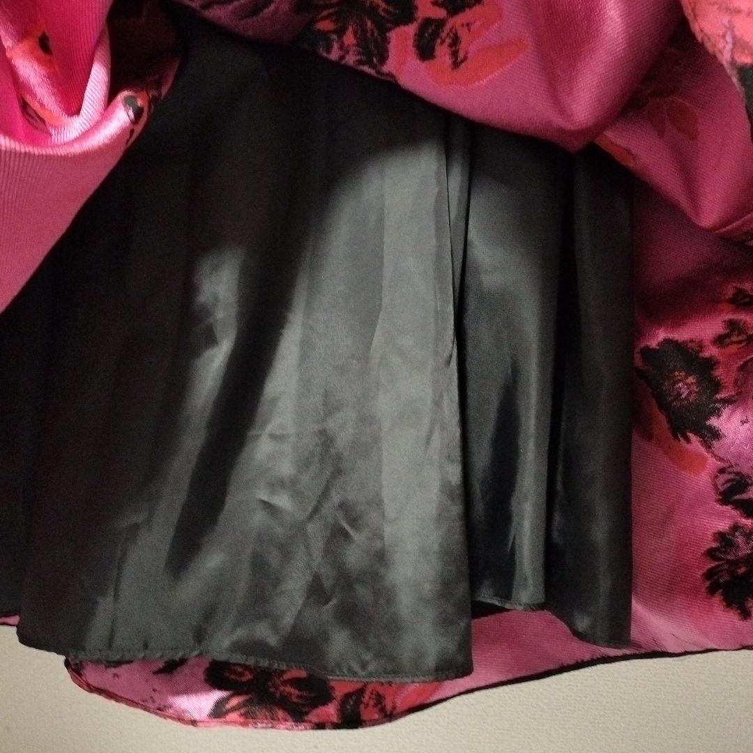 ジュネビビアン 花柄マーメイドドレス 薔薇 スパンコール アシンメトリー M 黒