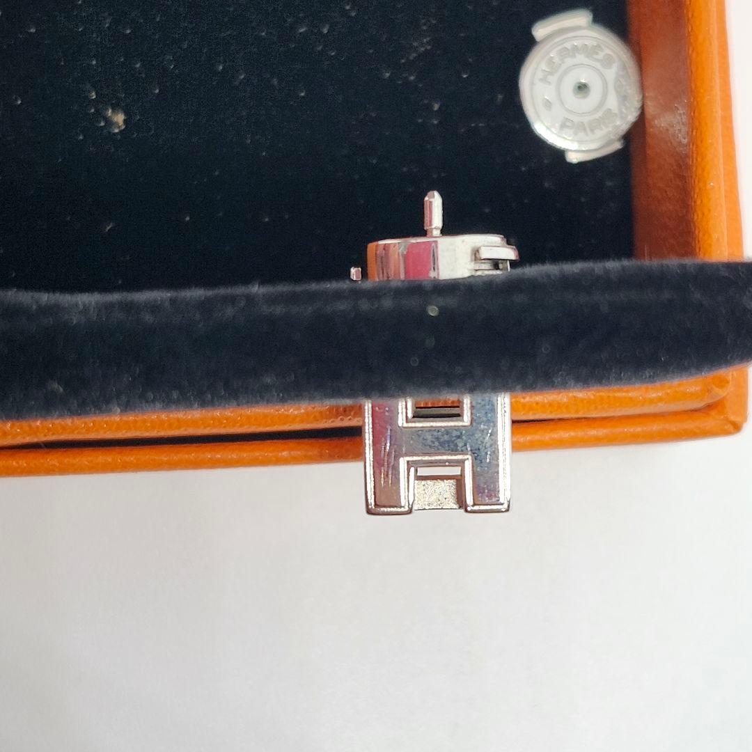 HERMES カージュド アッシュH CAGE'D H ピアス 片耳 ブラック