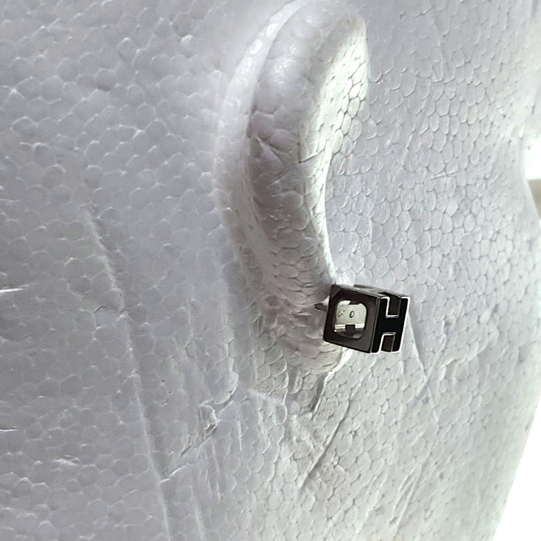 HERMES カージュド アッシュH CAGE'D H ピアス 片耳 ブラック