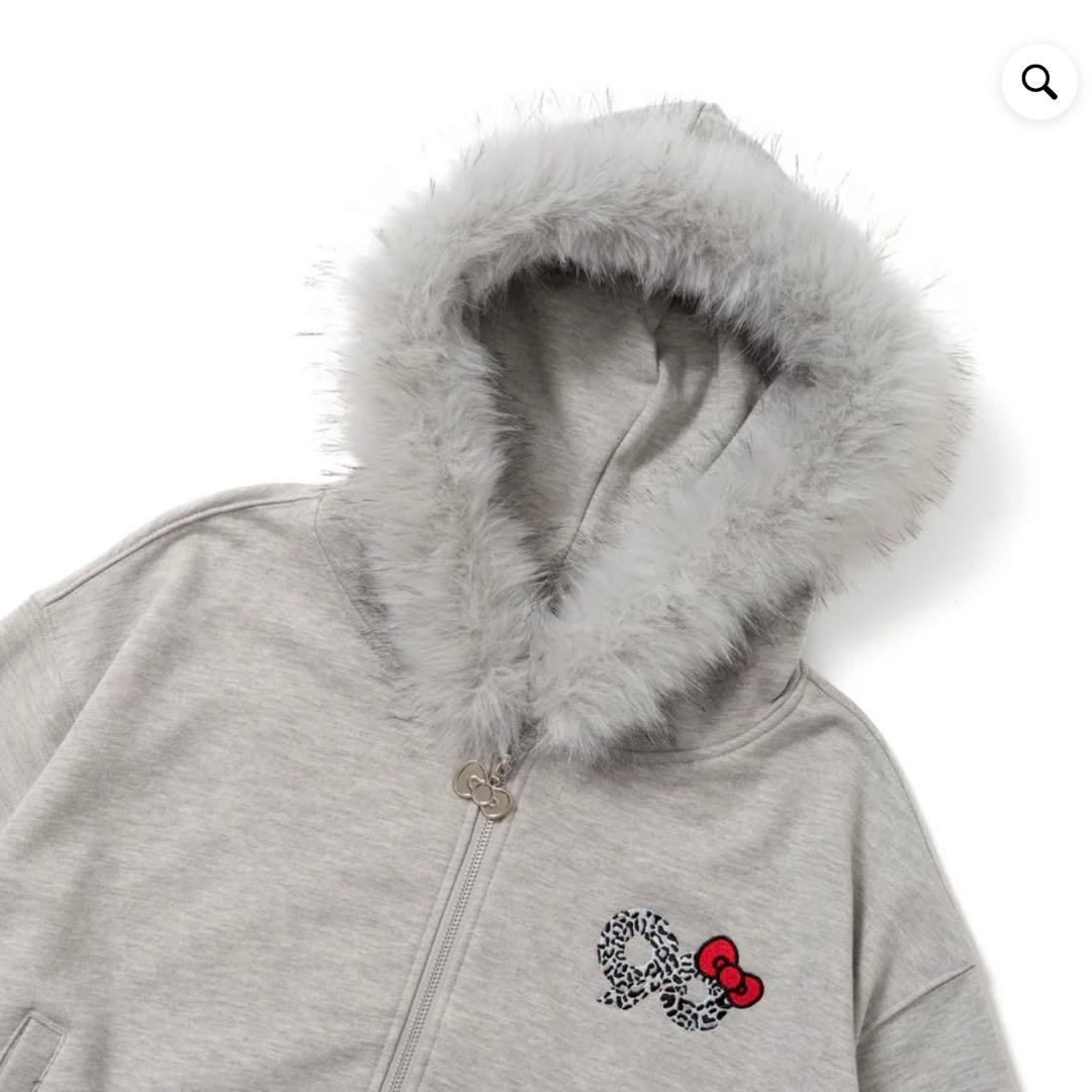 トップス 9090 HELLO KITTY 90 Logo Fur Zip Hoodie