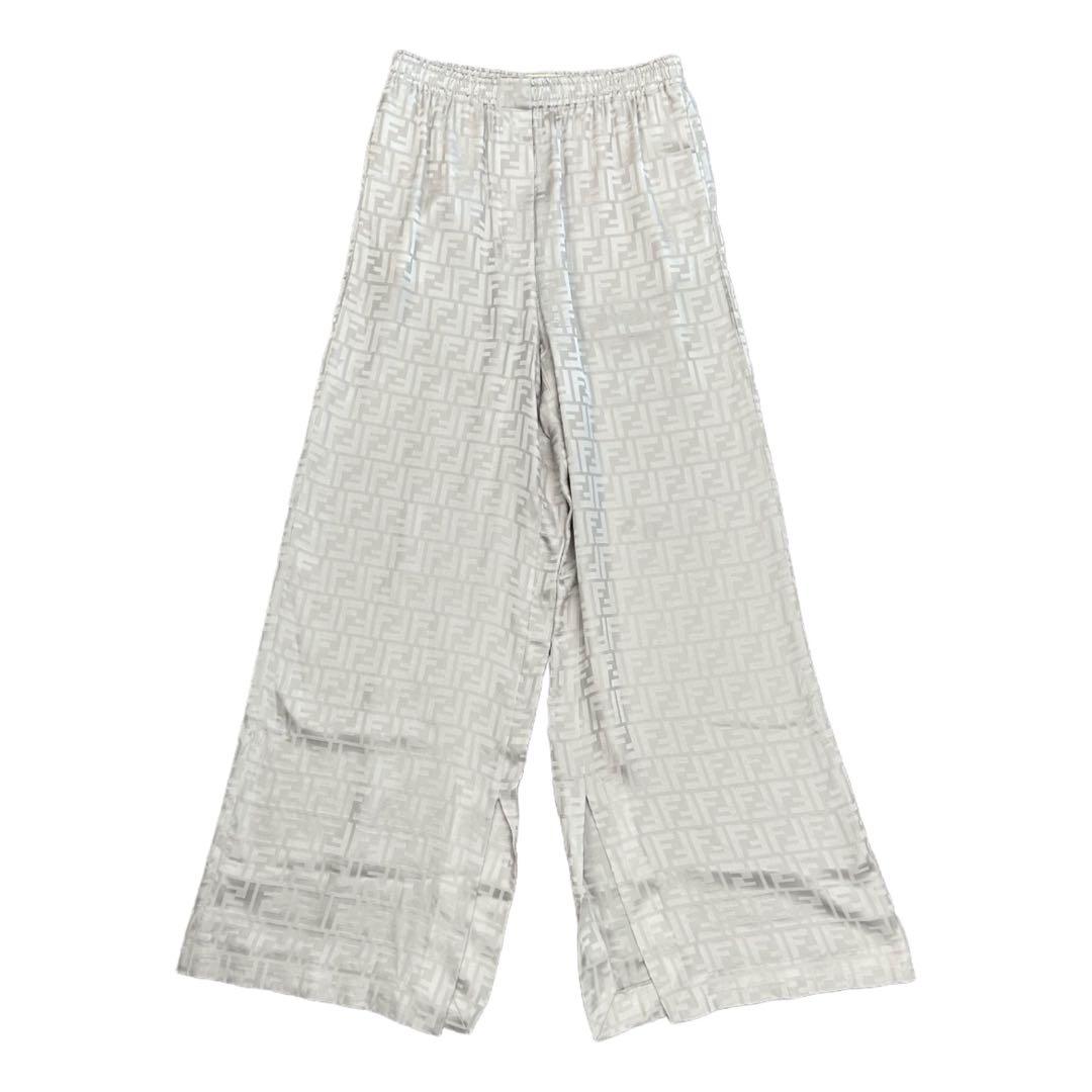 FENDI フェンディ　ズッカ　23年　シルク　パンツ　３８　M　グレー