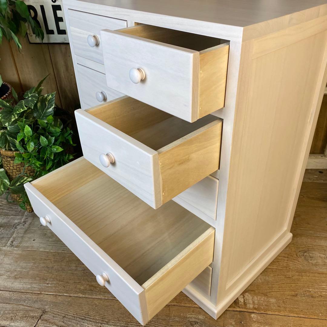 期間限定！セール中！木製多引き出し桐チェストタンスDホワイト48㎝×65㎝縦長