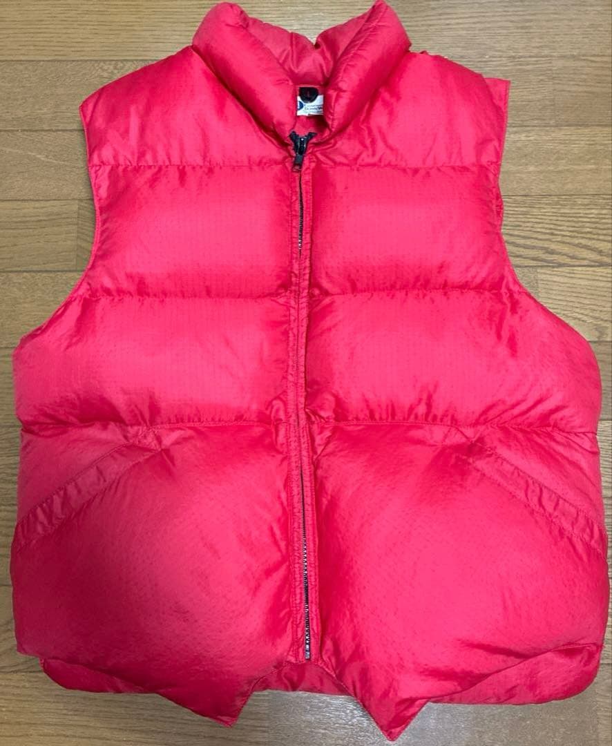 クレセントダウンワークス リップストップダウンベスト レッド Lジップアップ