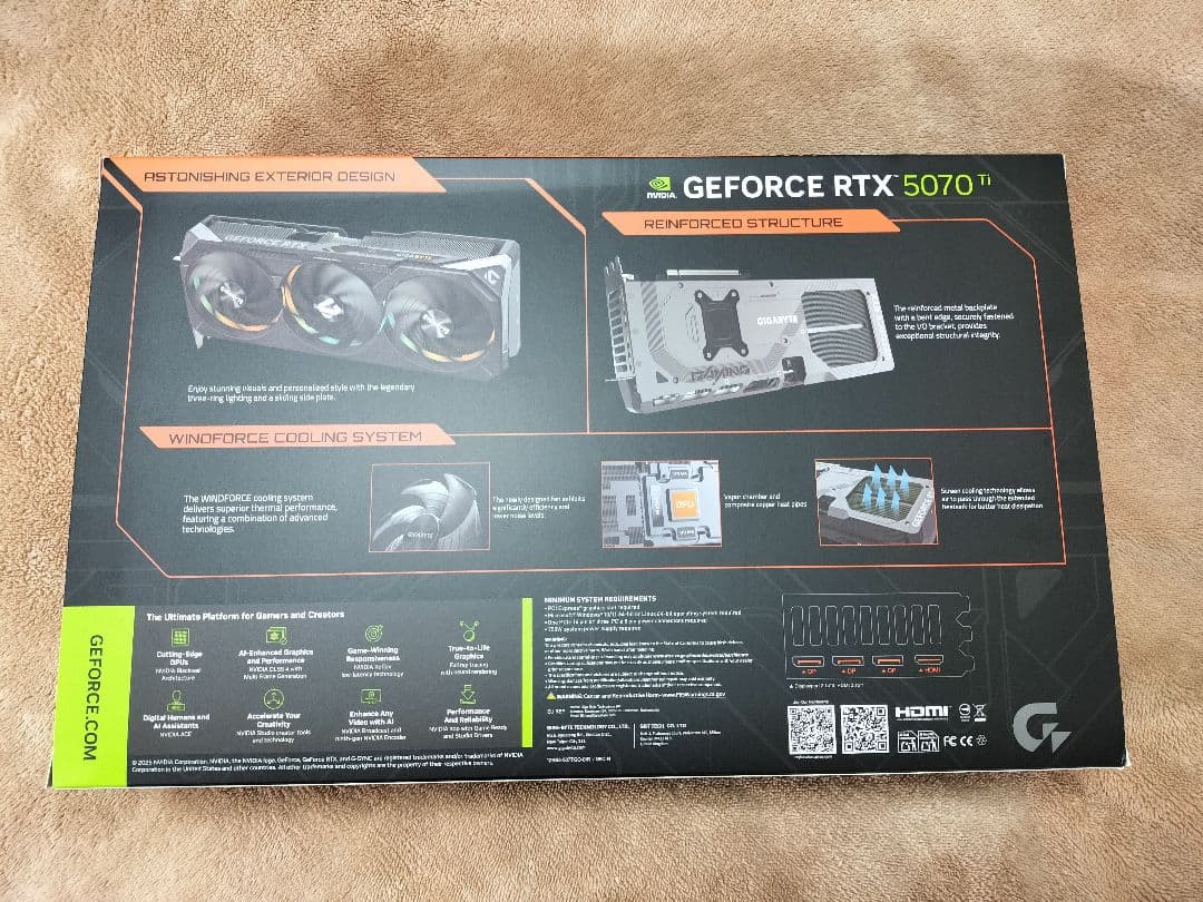 グラフィックボード・グラボ・ビデオカード GeForce RTX5070Ti GV-N507TGAMING OC-16GD