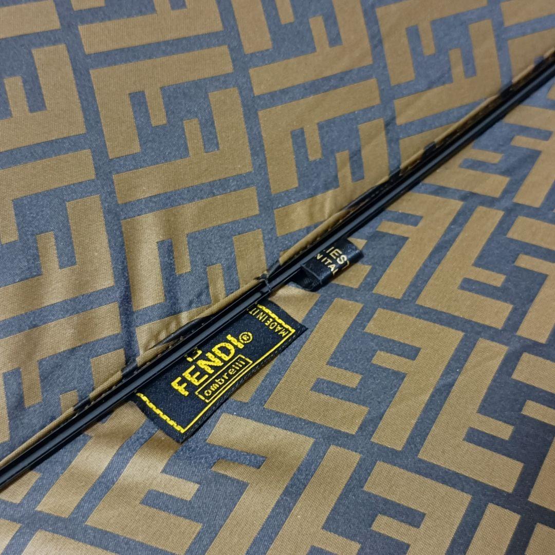 美品FENDI フェンディズッカ FF 高級 傘 ブラウン ゴールド イタリア製