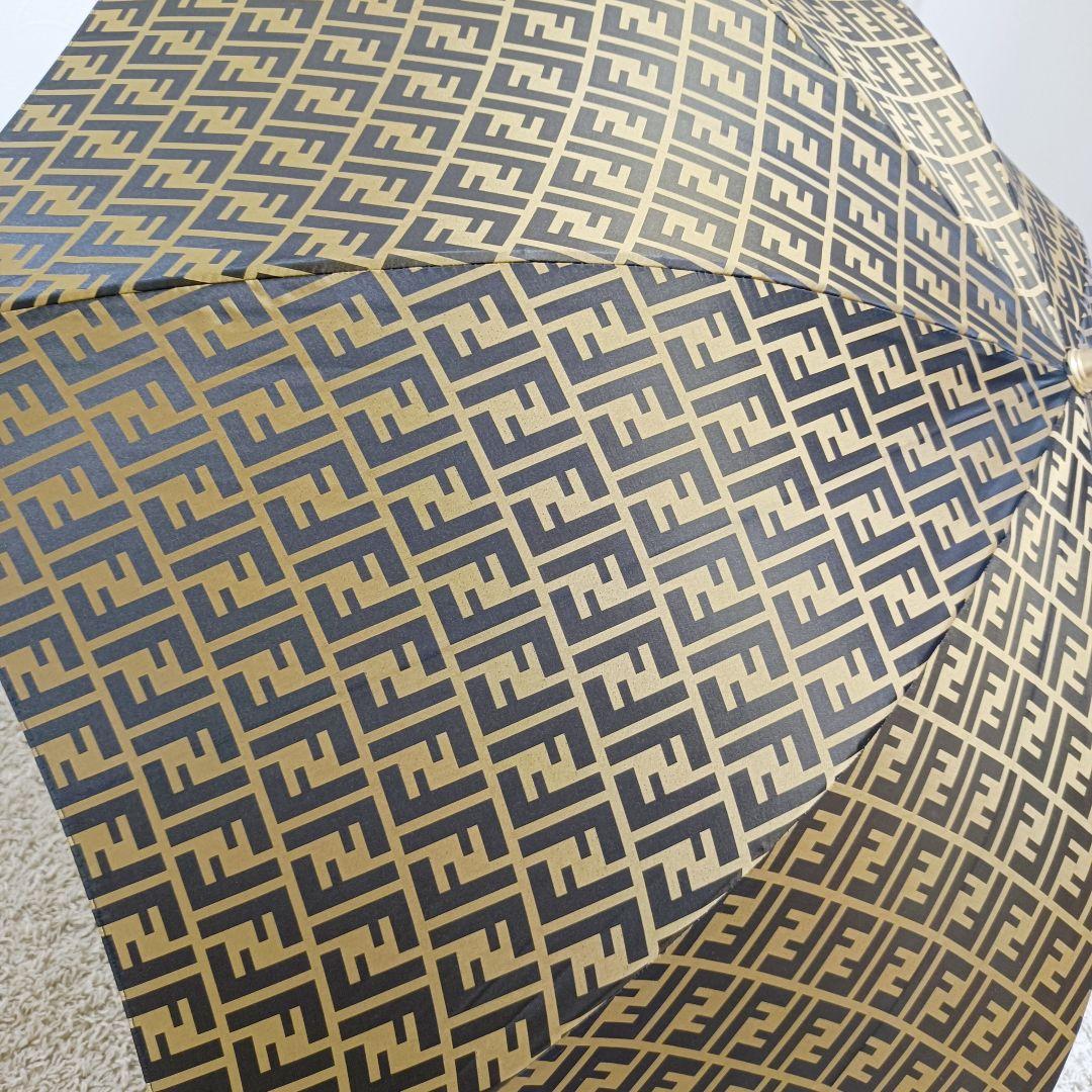 美品FENDI フェンディズッカ FF 高級 傘 ブラウン ゴールド イタリア製