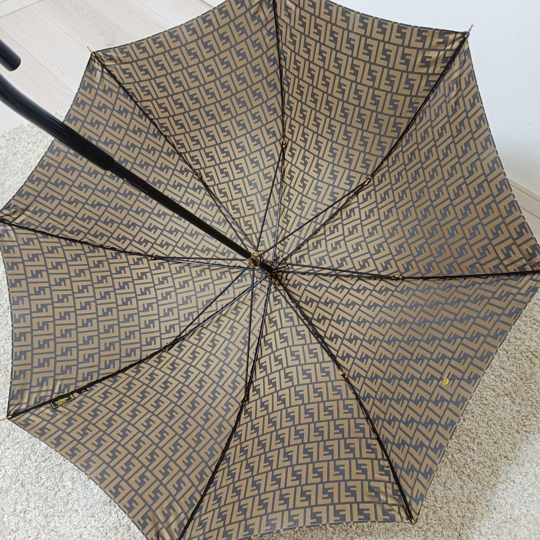 美品FENDI フェンディズッカ FF 高級 傘 ブラウン ゴールド イタリア製