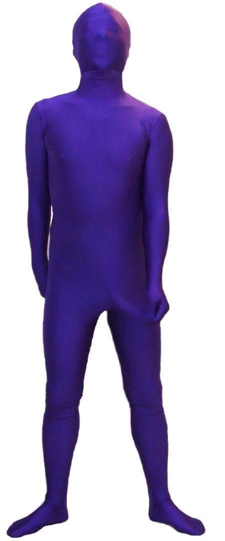 即購入OK。Lサイズパープル男性用凸仕様ゼンタイフルフェイスマスク全身タイツ