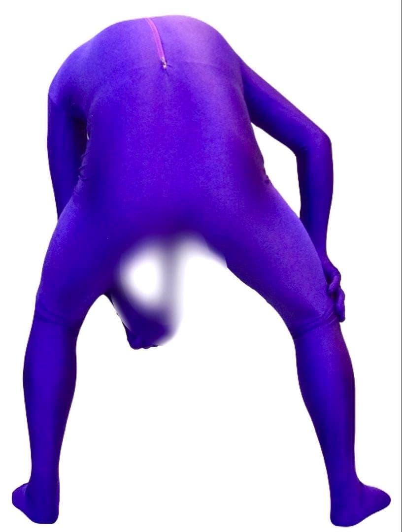 即購入OK。Lサイズパープル男性用凸仕様ゼンタイフルフェイスマスク全身タイツ