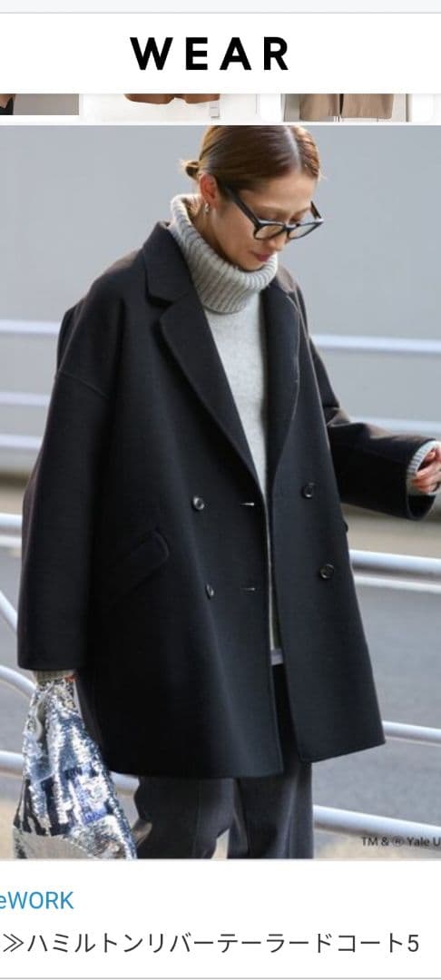 フレームワークハミルトンリバーテーラードコート2024年黒38オーバーサイズ近年