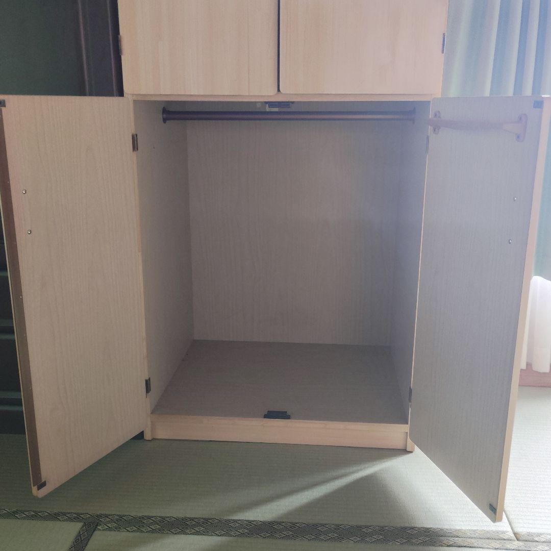 衣類収納ケース ライトベージュ ハンガーバー付き