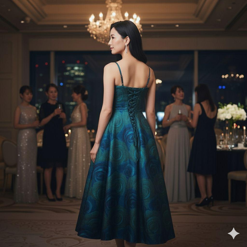 美品 Genet Vivien ローズ柄パーティードレス