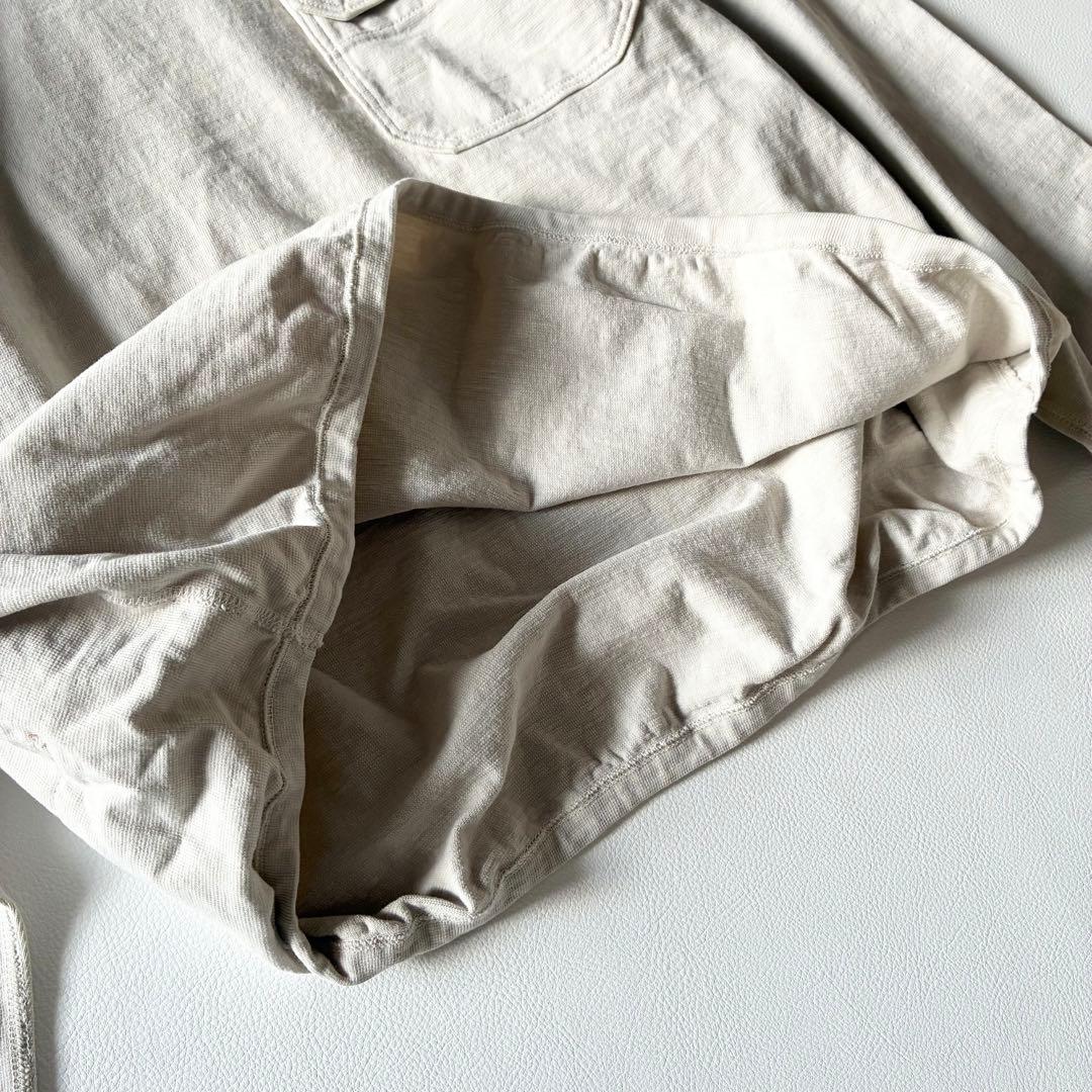 45R　現行　でこぼこ天竺の908アウターTシャツ　刺繍入　アンティークホワイト