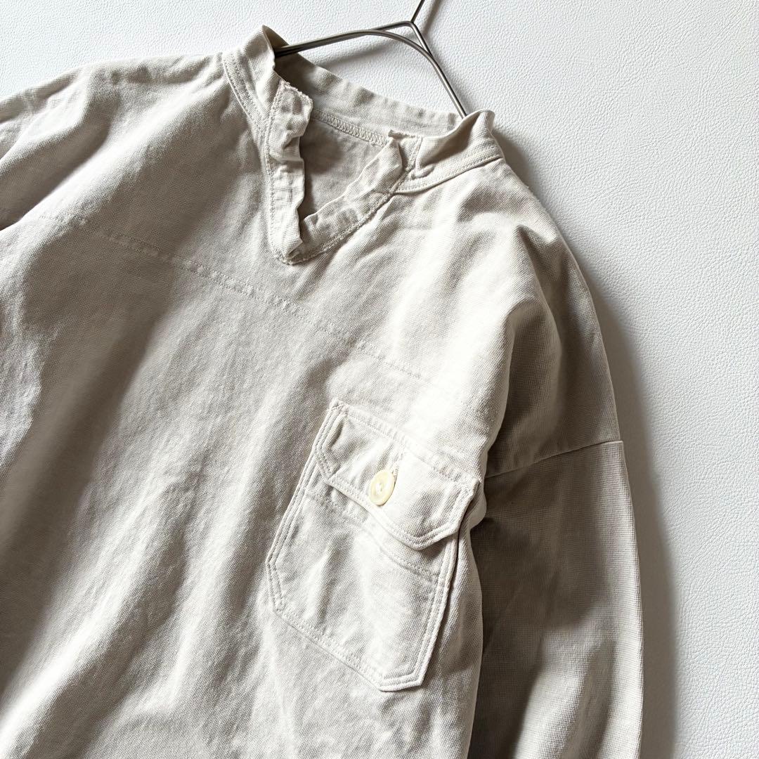 45R　現行　でこぼこ天竺の908アウターTシャツ　刺繍入　アンティークホワイト