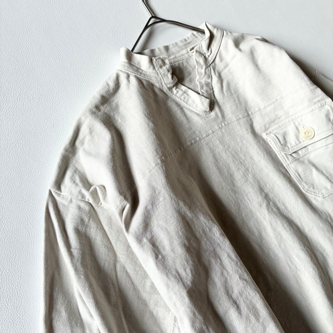 45R　現行　でこぼこ天竺の908アウターTシャツ　刺繍入　アンティークホワイト