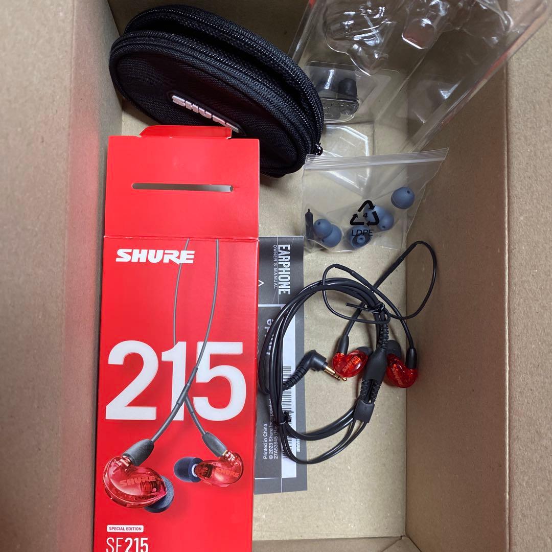 SHURE SE215 有線イヤホン　赤
